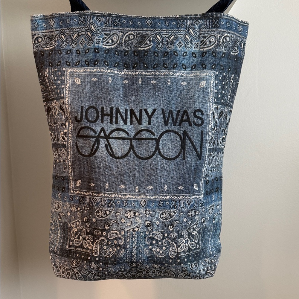 Johnny Was Rare Sassoon collaboration Denim Blue Paisley Tote Bag UNISEX